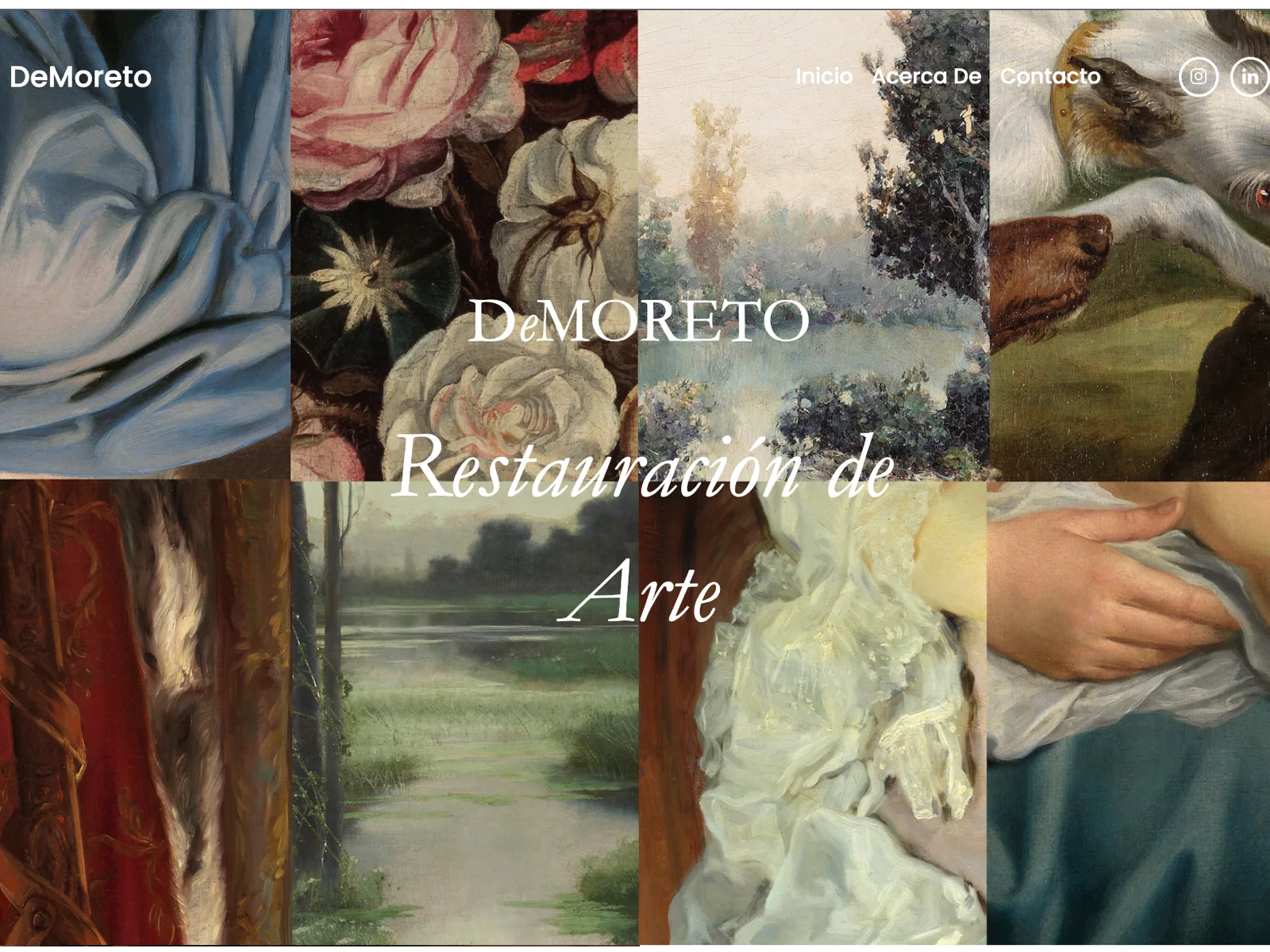 DeMoreto art restoration website hero.